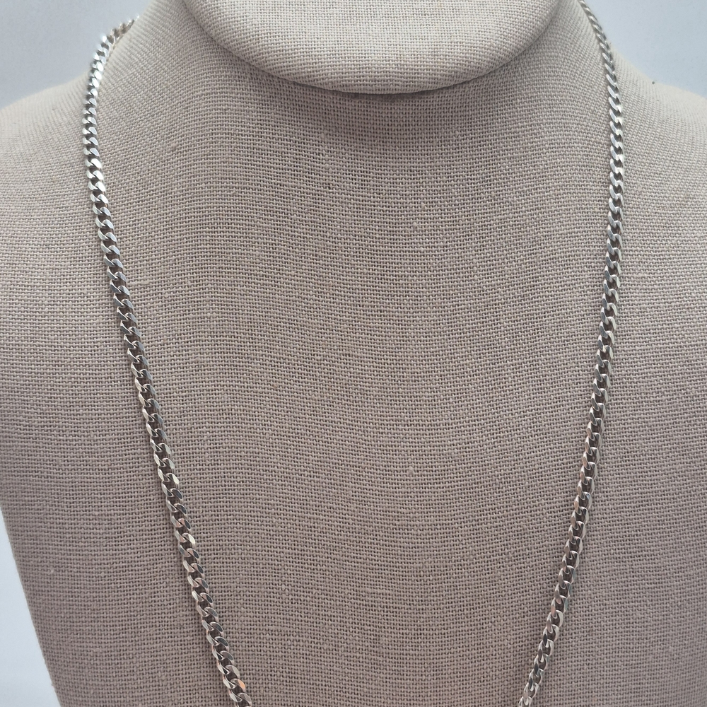 Italy 925 Flat Curb Chain Necklace 20 Inch